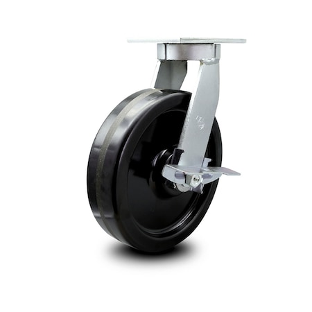 Service Caster 10 Inch Extra Heavy Duty Phenolic Wheel Swivel Caster with Brake SCC-KP92S1030-PHR-SLB